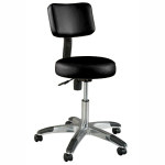 Silhouet-Tone Round Air-Lift Stool Deluxe with Backrest (Black)