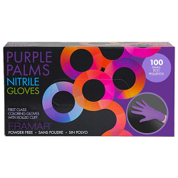 Framar Small Purple Palms Disposable Nitrile Gloves 100/Pack